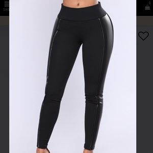 FIRE LOS ANGELES black faux leather leggings